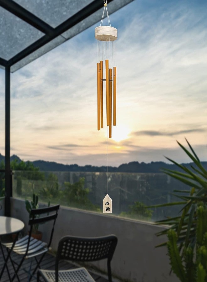 Plus Value أجراس رياح معدنية من فنغ شوي من بلس فاليو لتزيين الشرفة والمنزل وغرفة النوم والشرفة والحديقة الخارجية - صوت هادئ ومريح (5 أنابيب، ذهبي) - Image 4